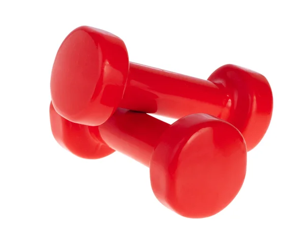 Pair of red hand weights — Stock Photo, Image