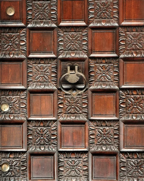Werk van de beeldhouwkunst in hout van een deur — Stockfoto