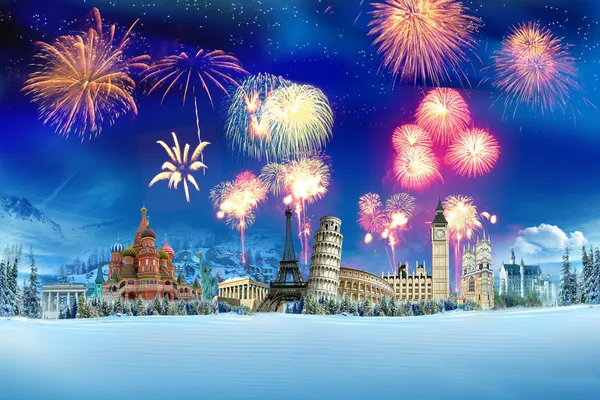 Travel - New year around the world — Stock Photo, Image
