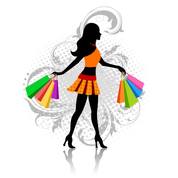 Menina com sacos de compras —  Vetores de Stock