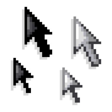 Cursor, black and white variations clipart