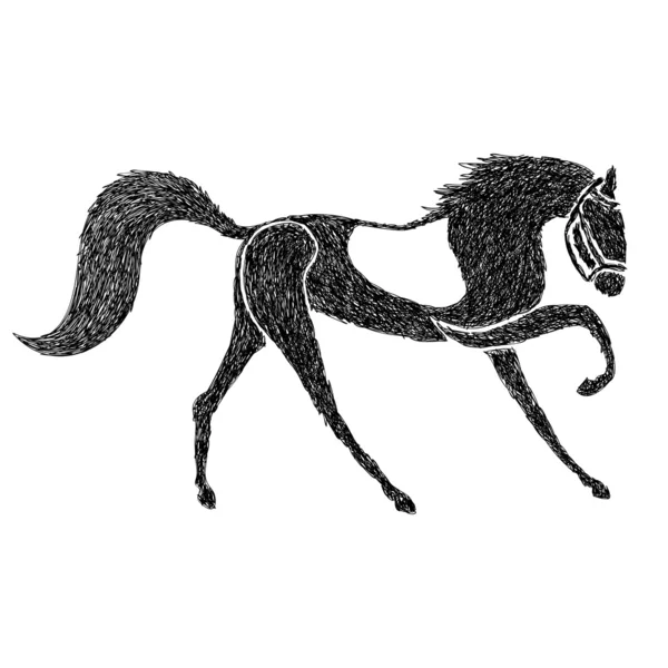 描かれた馬を手します。 — ストックベクタ