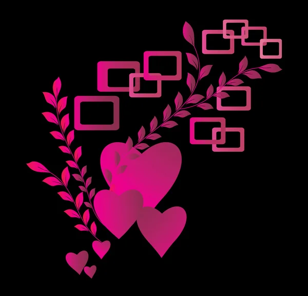 Hearts on a black background — Stock Vector