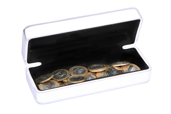 Caja con monedas —  Fotos de Stock