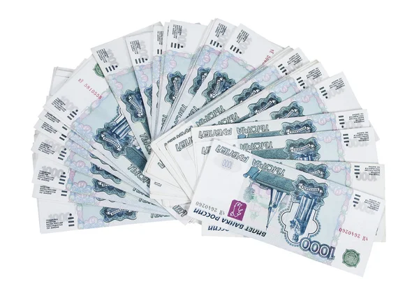 Money in denominations on one thousand roubles — Stock Photo, Image