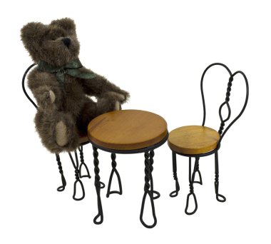 Teddy Bear in Bistro Setting clipart