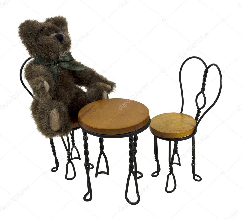 Teddy Bear in Bistro Setting