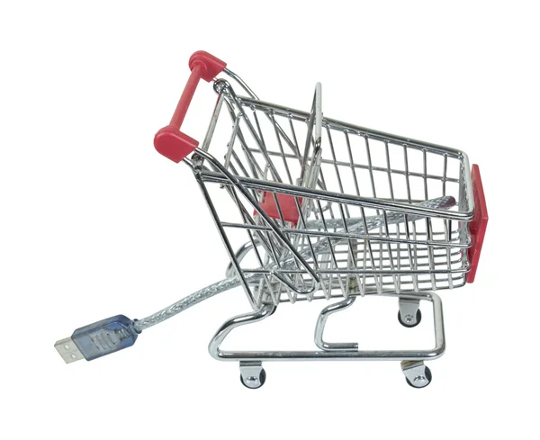 Online Shopping Cart with Cable — Stock Photo, Image