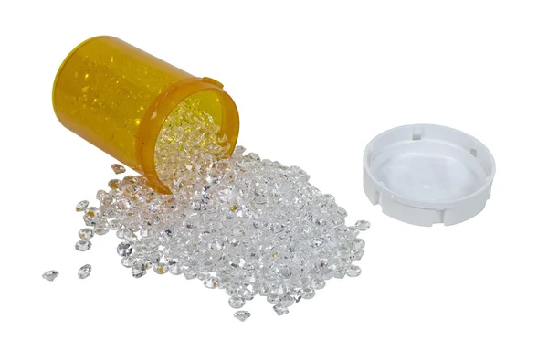 Prescrizione bottiglia piena di diamanti — Foto Stock