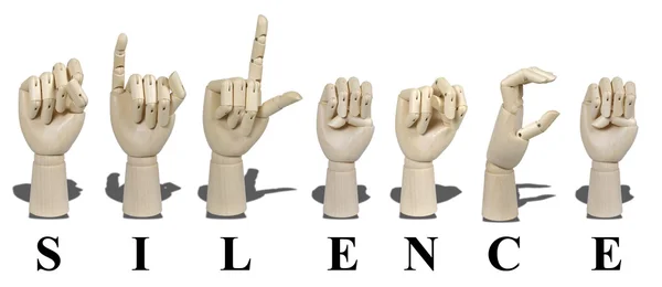 Ciszy pisze się w języku migowym — Zdjęcie stockowe