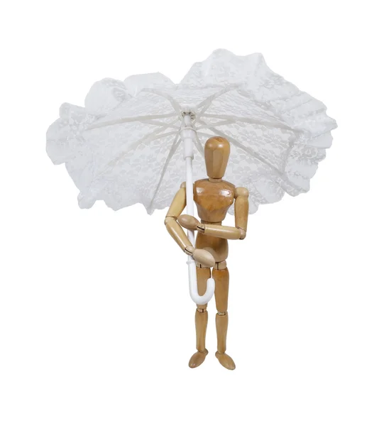 Χρησιμοποιώντας μια ομπρέλα δαντέλα — Φωτογραφία Αρχείου