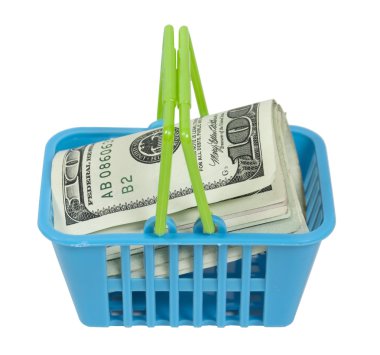 Shopping Basket Full of Money clipart