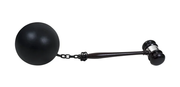 Ball and Chain and Gavel — Stock Photo, Image