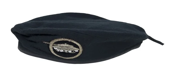 Czarny beret z cekinów zbiornika — Zdjęcie stockowe
