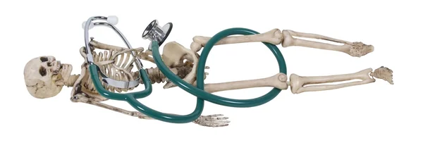 Esqueleto e Estetoscópio — Fotografia de Stock