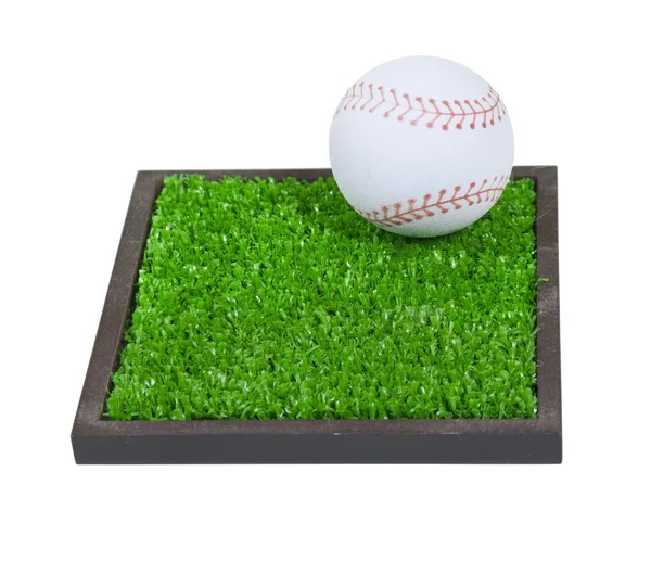 Baseball on a Square of Grass — Stock Photo, Image
