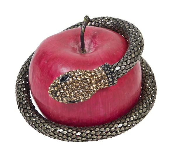 Temptation with Snake and Apple — Stock Photo, Image
