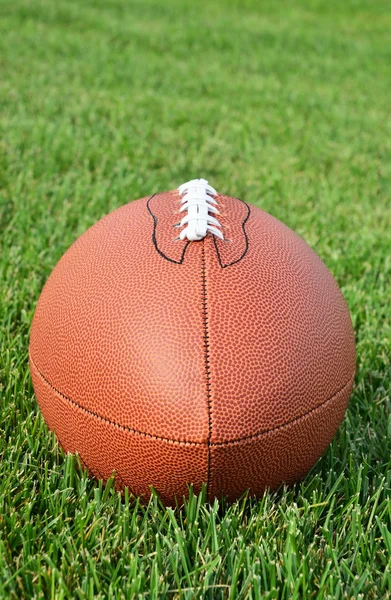 芝生のフィールド上のアメリカン フットボール — ストック写真