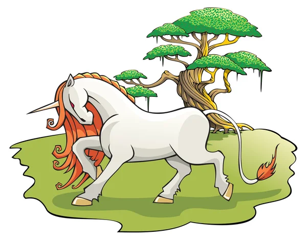 Mythical Unicorn in the enchanted forest — Stock Photo, Image