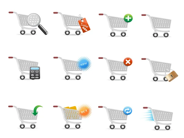 Shopping cart icon set — Stock Vector