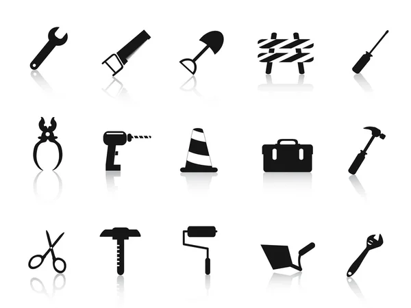 Set von schwarzen Bau-Handwerkzeug-Symbol — Stockvektor