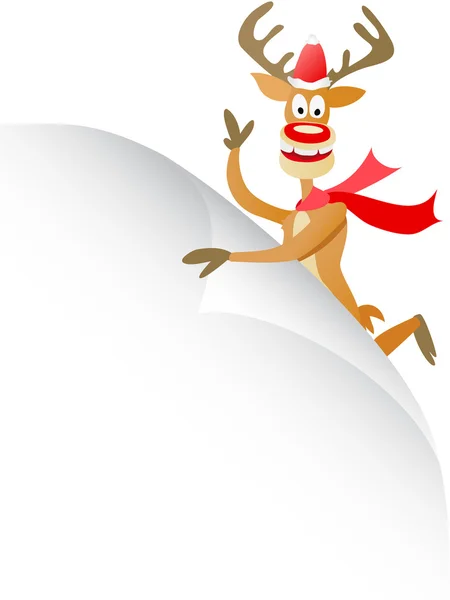 Christmas deer with blank page — Stock Vector