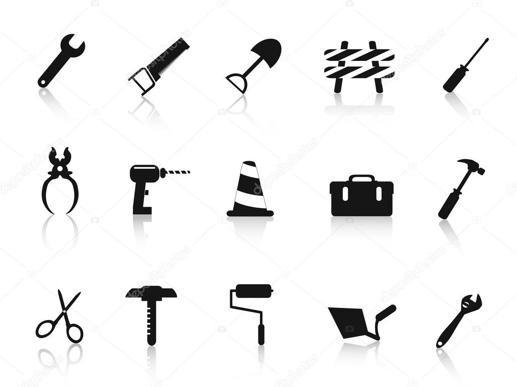 Set of black Construction hand tool icon