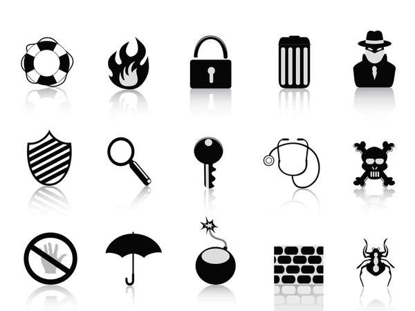 Set di icone di sicurezza nere — Vettoriale Stock