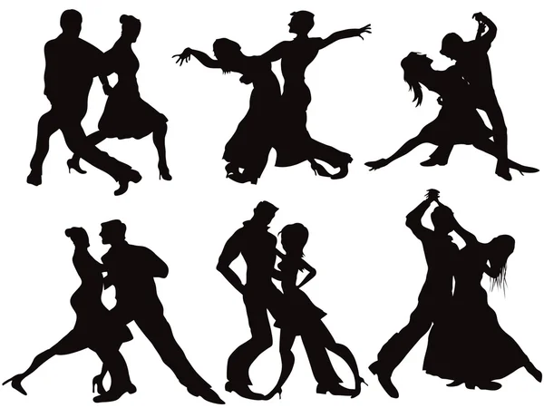 Силуети бальних танцюристів — стоковий вектор