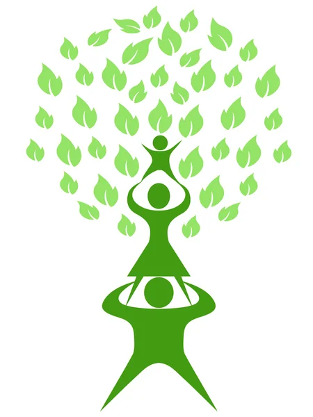 Yeşil ağaç aile — Stok Vektör