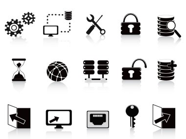 Black database and technology icon clipart