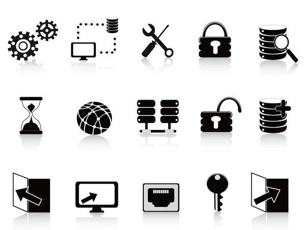 Czarny ikona bazy danych i technologii — Wektor stockowy