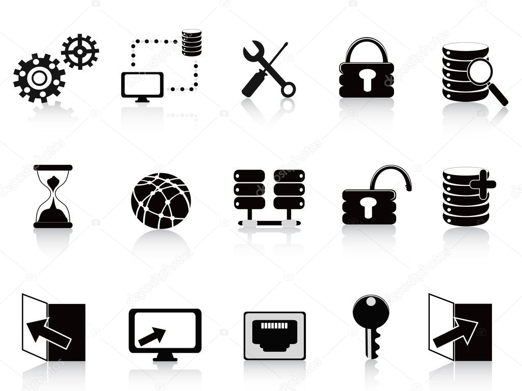 Black database and technology icon