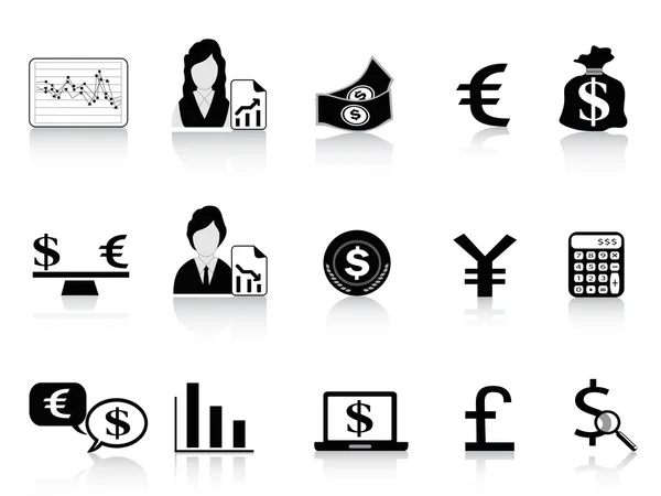 Siyah Ekonomi ve Finans Icons set — Stok Vektör