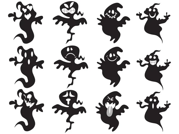 Black cute halloween ghost — Stock Vector
