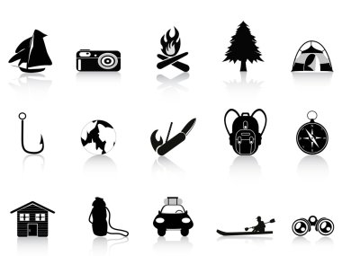 Black outdoors and camping icon clipart