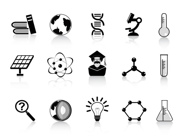 Black science icons — Stock Vector