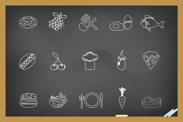 Voedsel pictogram op blackboard — Stockvector