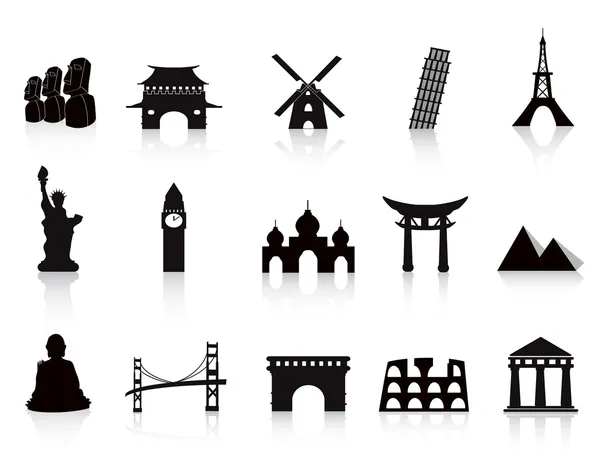 Icônes emblématiques noires — Image vectorielle