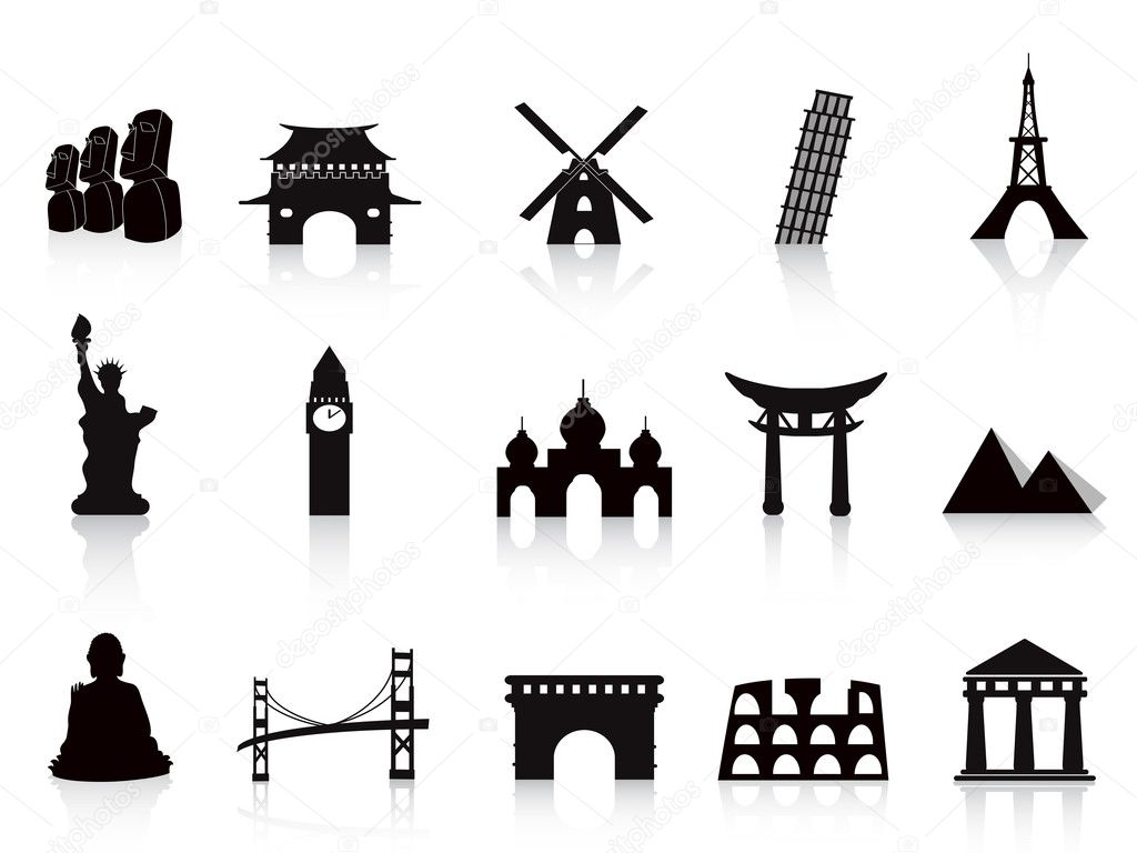 Black landmark icons