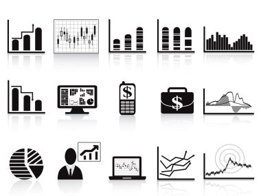 Black business charts icon clipart