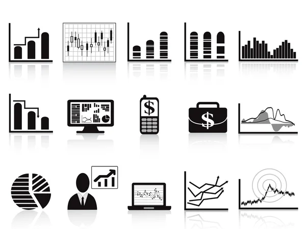 Ícone de gráficos de negócios preto —  Vetores de Stock