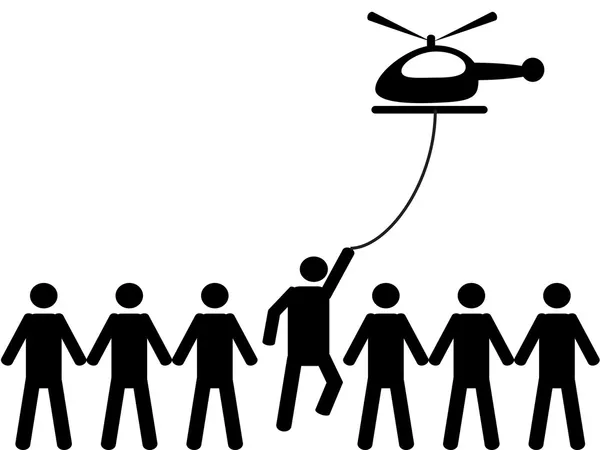 Une personne est choisie par hélicoptère — Image vectorielle