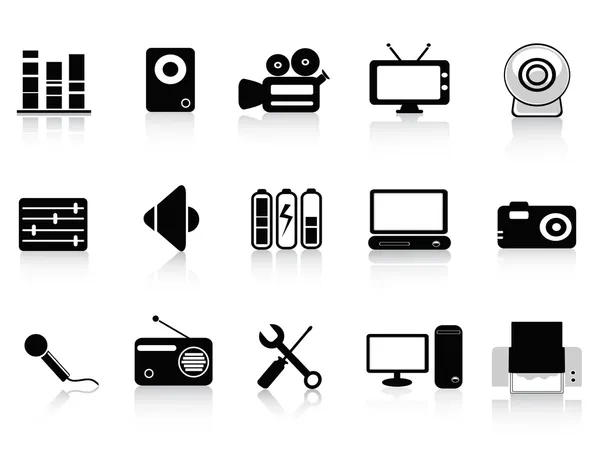 Zwarte pictogrammen voor audio, video en foto — Stockvector