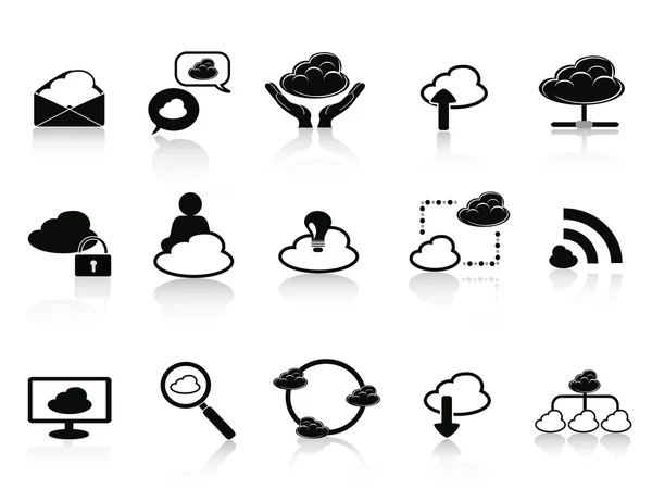 Conjunto de ícones de rede nuvem preta —  Vetores de Stock