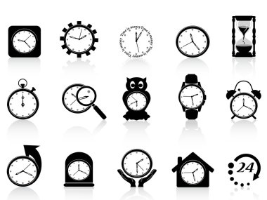 Black clock icon set clipart