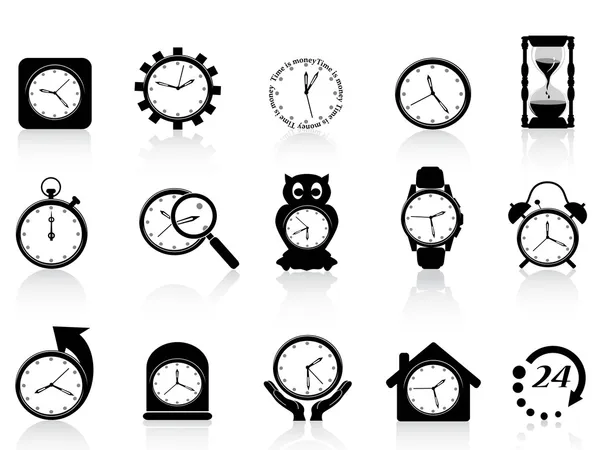 Conjunto de icono de reloj negro — Vector de stock