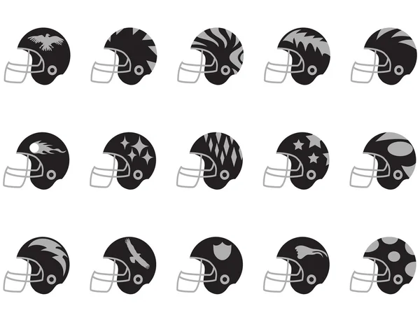 Ensemble casque de football noir — Image vectorielle