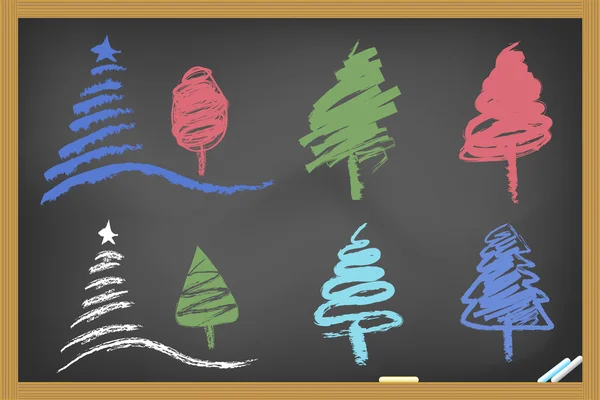 Disegno albero di Natale sulla lavagna — Vettoriale Stock