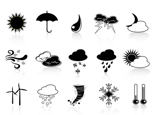 Ensemble icône météo noire — Image vectorielle